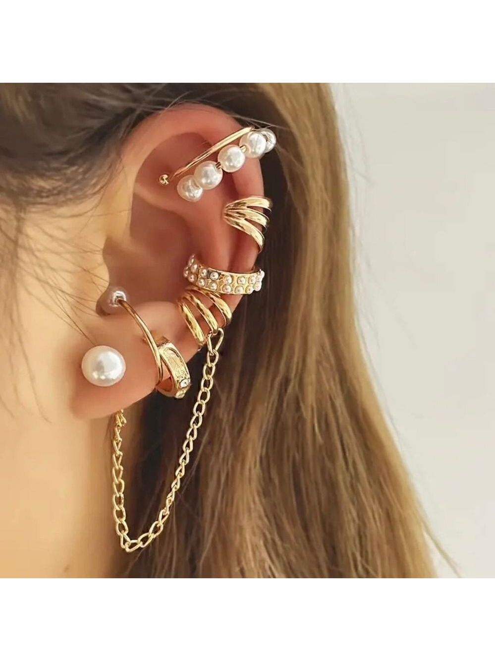 Earring Set without perforation, clip earrings on pearl earrings